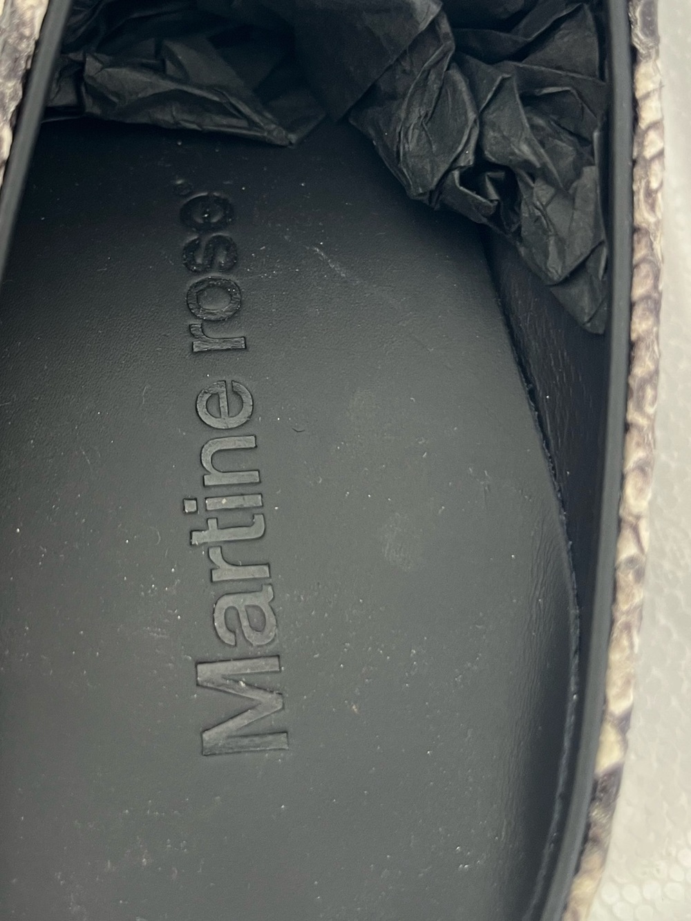 Martine Rose Black and White Snakeskin Chain Mule Loafers - Picture 5 of 9